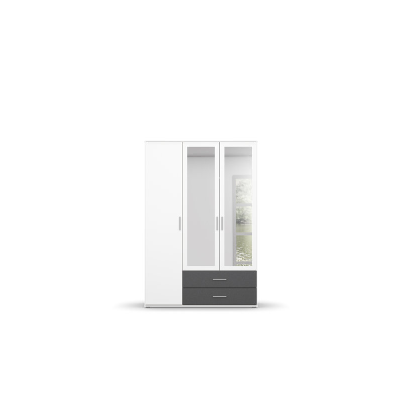 Rasant 3 Door Wardrobe, Alpine White/Metallic Grey, Basic: 3 shelves, 1 clothes rail, 2 drawers