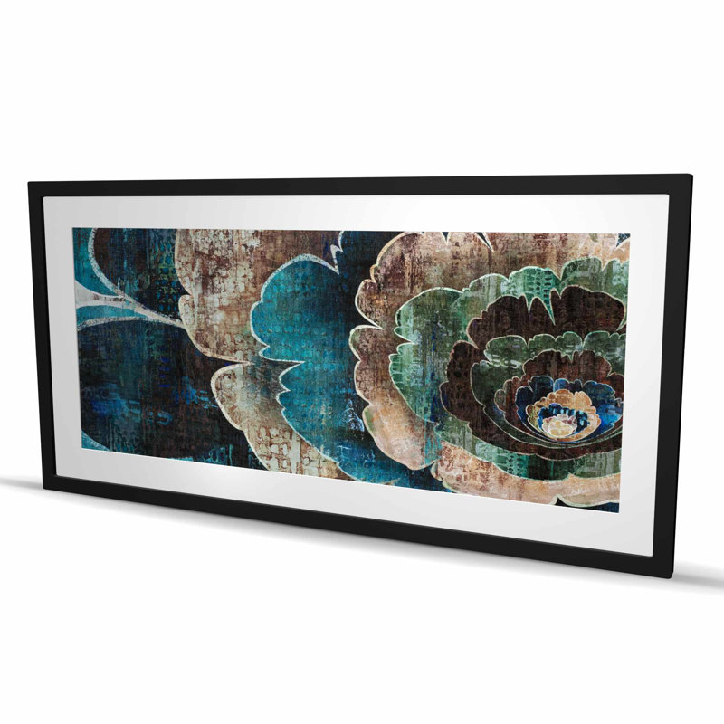 Blue Flower Montage - Turquoise, reproduction encadrée florale pour la maison