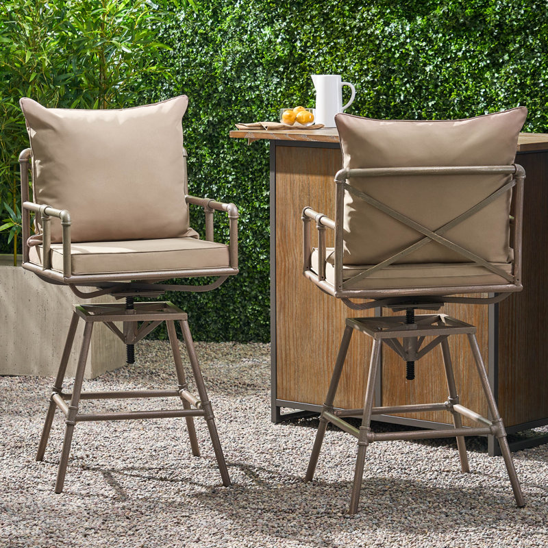Tabouret de bar 26 po avec coussins Sittig, Structure gris clair / coussin gris clair