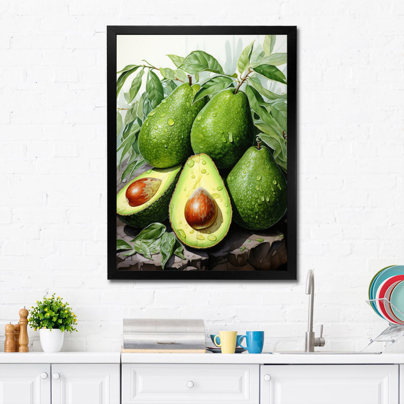 Fruit Lush Avocado II, reproduction d'art sur toile, Cadre noir, H 20 po x l 12 po x P 1 po