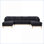 Canapé modulaire, méridienne double de 124 po de largeur avec garniture en bois naturel | Noir | Sherpa