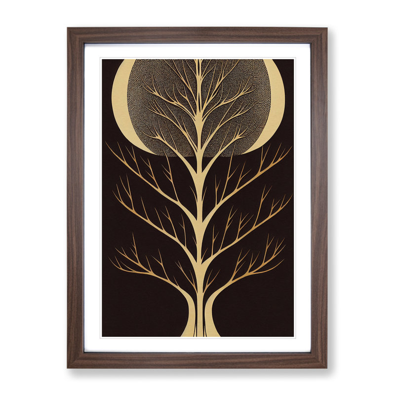 Art Deco Tree No.2 - Wall Art, 46cm H x 34cm W x 2cm D, Walnut Frame