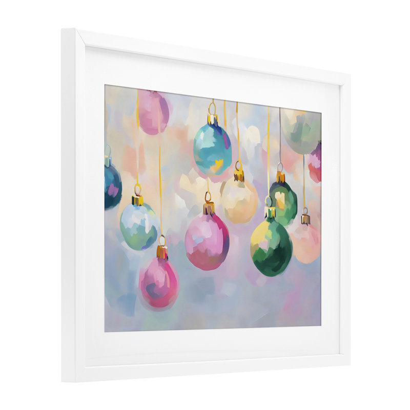 «Bright Pastel Ornaments», impression encadrée sous verre, design par Arlington Prints, H 17 po x l 21 po, Cadre blanc côtier