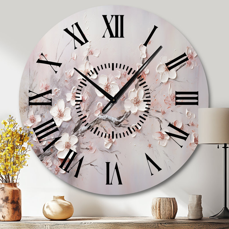 Horloge murale rose et grise, Grand