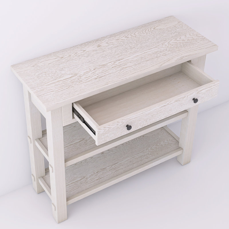 Console rétro avec tiroir et deux tablettes robustes pour le hall d'entrée et le salon, Gris délavé