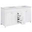 Armoire de meuble-lavabo 58 po seulement, 3 tiroirs et 4 portes (2 avec tablettes à double couche), pieds en bois massif, fermeture en douceur, blanc