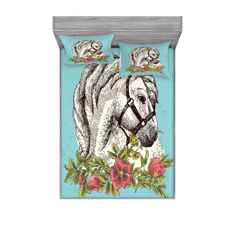 Ensemble de draps en couronne de boho cheval brun, Ensemble de drap pour grand lit avec drap-housse