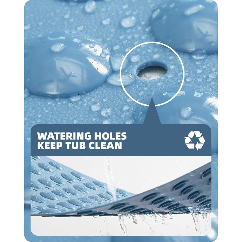 Delapaz Plastic / Acrylic Non-Slip Shower Mat, Blue