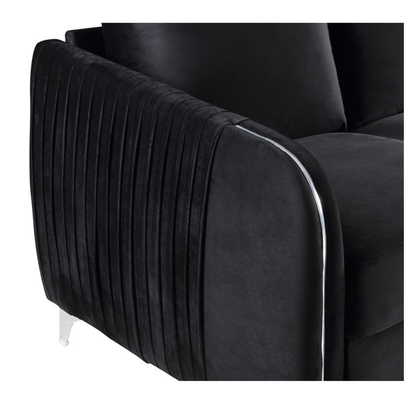 Causeuse moderne chic 54 "en velours noir Hathaway