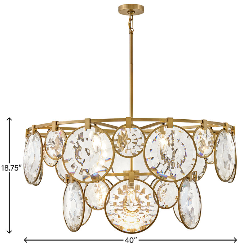 Nala 15 - Light Crystal Tiered Chandelier, Heritage Brass