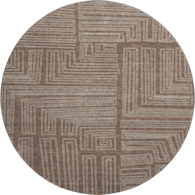 Premium Machine Washable Cortes AMF1045 Geometric Rug, Round 8'