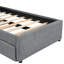 Lit plateforme tapissier gris avec lit gigogne
