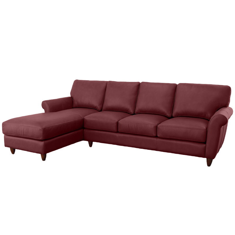 Canapé modulaire en cuir véritable Cherish, Face à la gauche, Cuir véritable vin