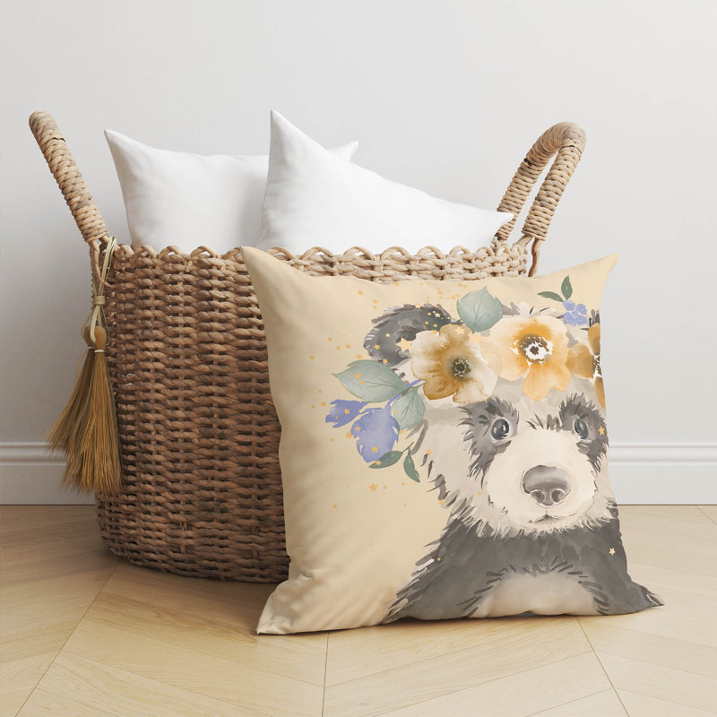 Panda Yellow Pillow, 20" H x 20" W