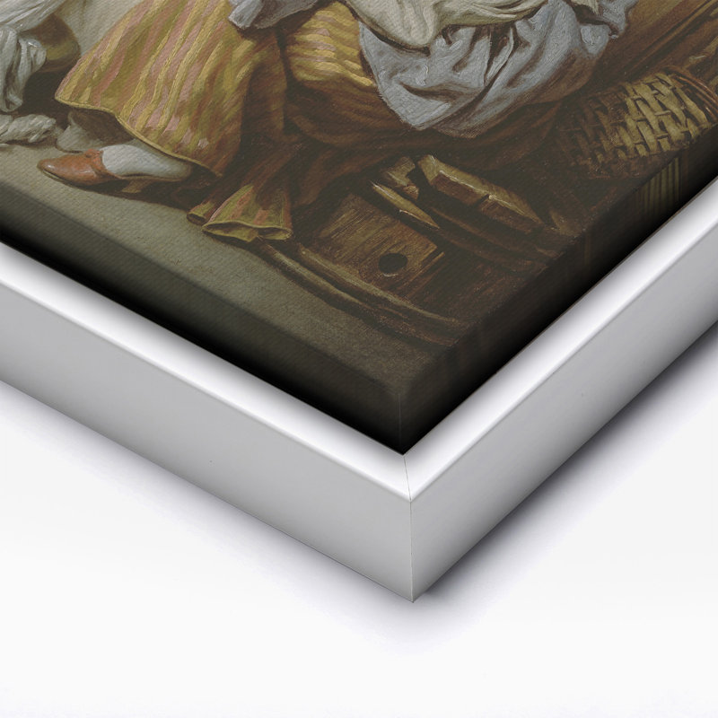 Jean-Baptiste Greuze - La blanchisseuse, Canvas, White Framed, 08"H x 10"W