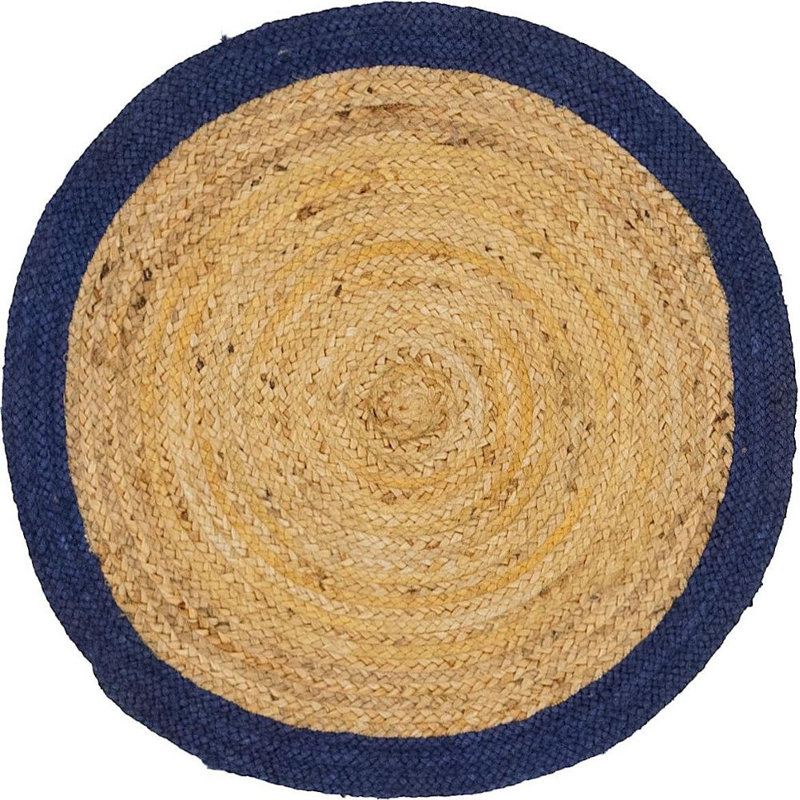 Tapis beige tressé à la main Ayako Southwestern, Rond 3 pi 3 po