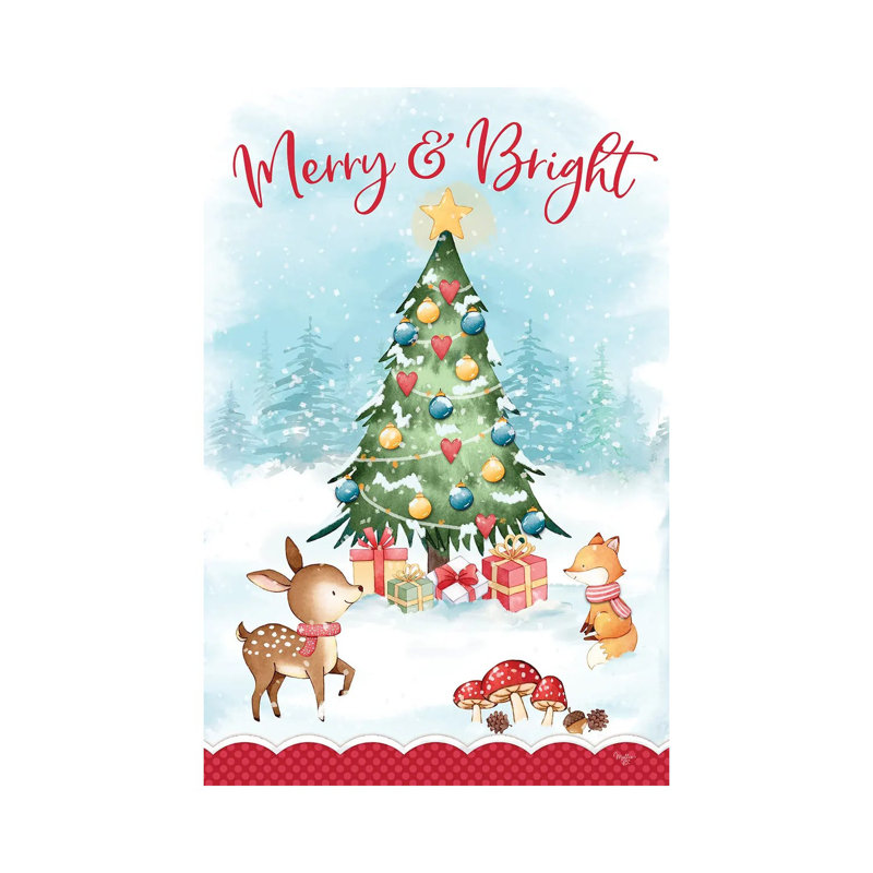 «Merry & Bright Woodland Christmas», reproduction d'art sur toile tendue
