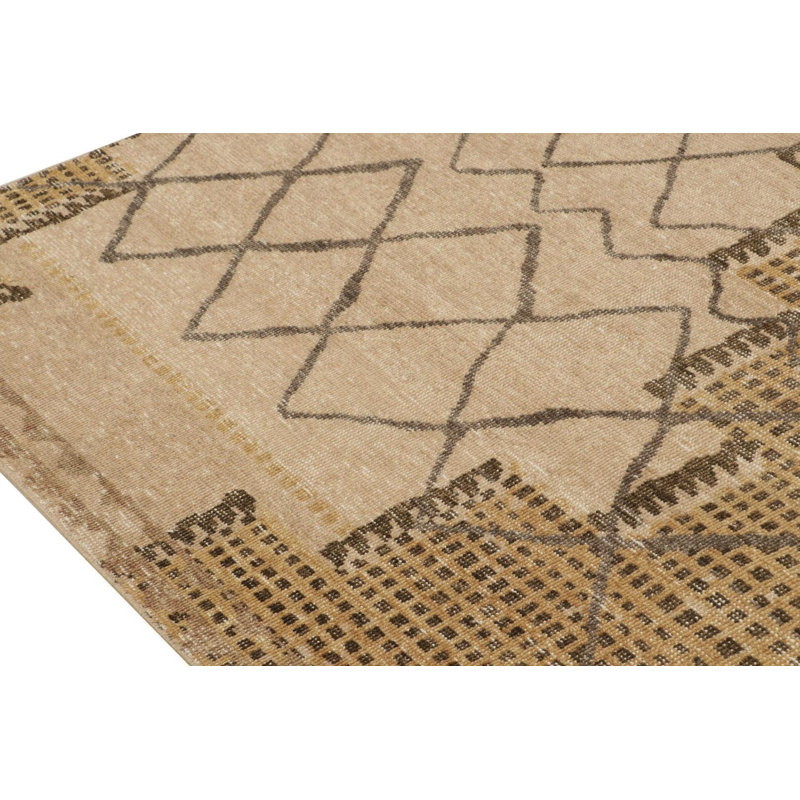 Distressed Homage Hand Knotted Wool Geometric Area Rug, Rectangle 8' x 10'
