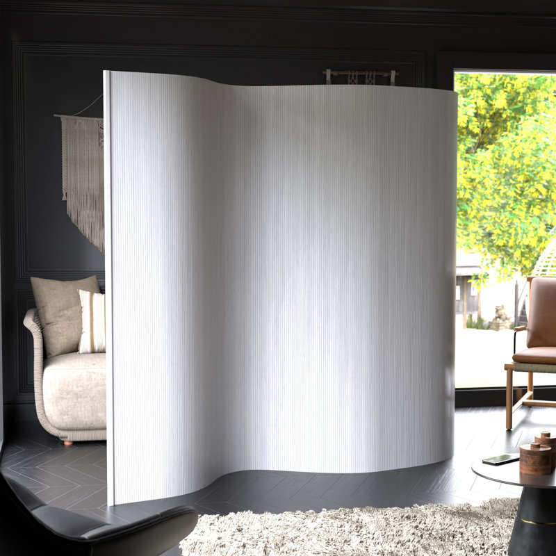 Siena Rolling Bamboo Room Divider, White, 6 ft. Tall