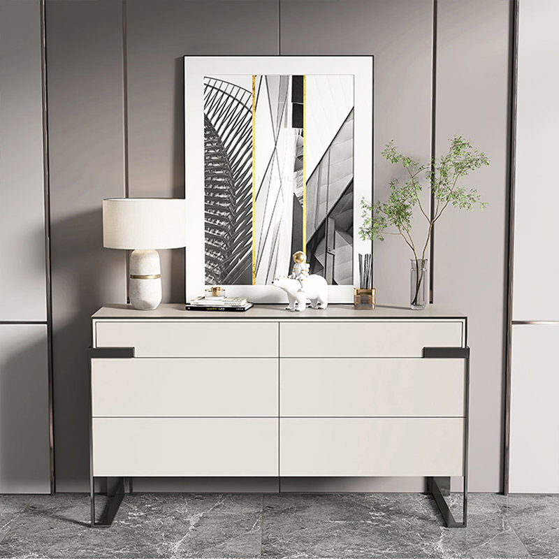 Buffet décoratif moderne en bois manufacturé gris, H 33,46 po x l 47,24 po x P 15,75 po