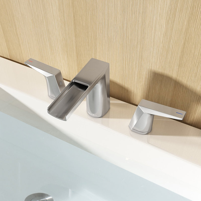 Widespread 2-handle Bathroom Faucet with Drain Assembly, Brushed Nickel
