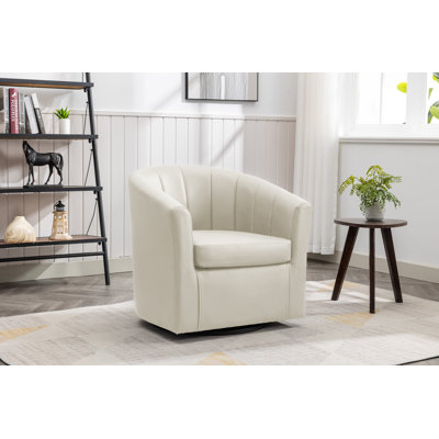 Faux Leather Swivel Barrel Chair