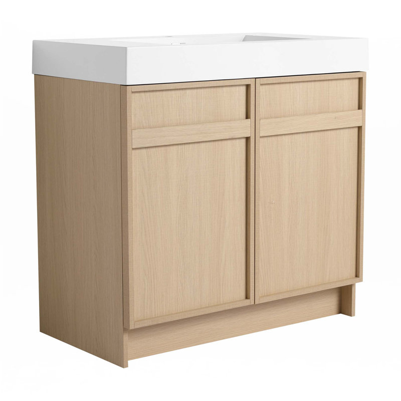 Meuble-lavabo autoportant avec lavabo en résine blanche