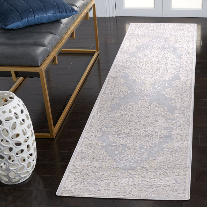 Ketaki Oriental Gray/Light Gray Area Rug, Runner 2' x 8'