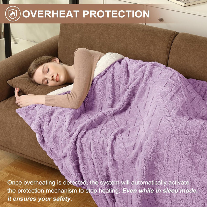 Jeté chauffant Sherpa, L 84 po x l 72 po, Mauve