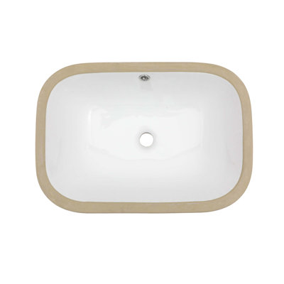 22" X 15" X 8.3" Ceramic Undermount Bathroom Sink With Overflow