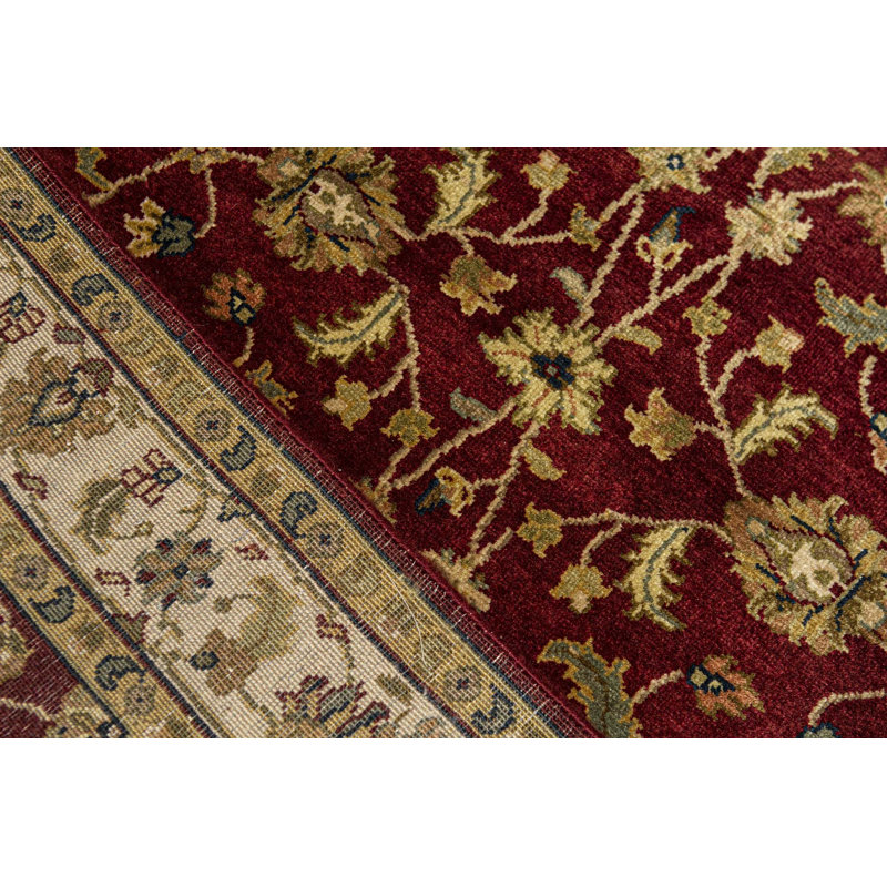 Tapis beige et vin de haute qualité noué à la main