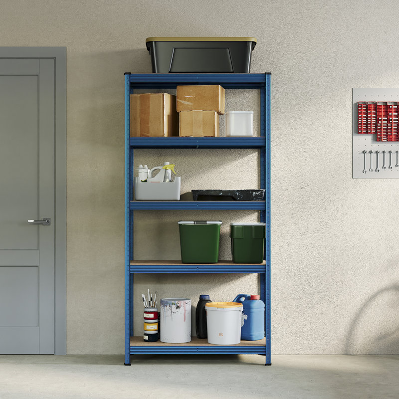 Vida Metal Height -Adjustable Shelving Unit, Blue, Large