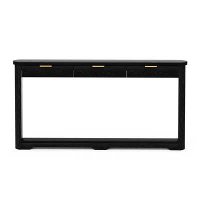 70.1" Black Wavy-Patterned Storage Console Table With Drawers, Slim Wooden Side Table, 70.1"L脳8.7"W脳35.5"H, Ideal For Entryways, Hallways, Doorways & Behind Sofas