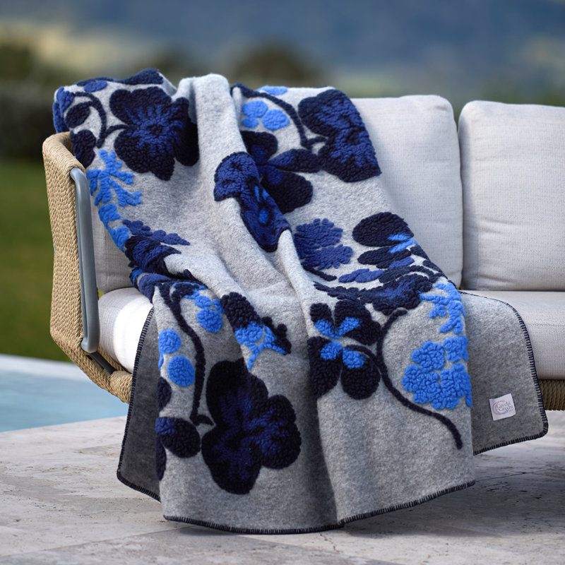 Isotta Throw Blanket, White/Pearl/Camel/Walnut