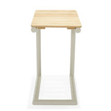 LifestyleGarden Moorea Aluminum and FSC Teak Outdoor Patio Coral Sand C-shape Side Table