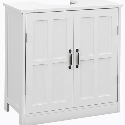 Armoire de salle de bain piédestal avec tablette ajustable, blanc