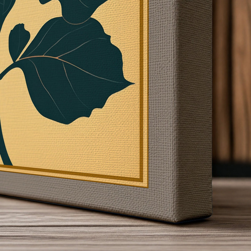 Gilded Bloom Botanical - Wrapped Canvas, 30x20 - 76.2 x 50.8 cm, Taupe Border