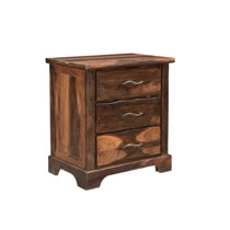 Buy Brown Finish Sheesham Wood Bedside Table