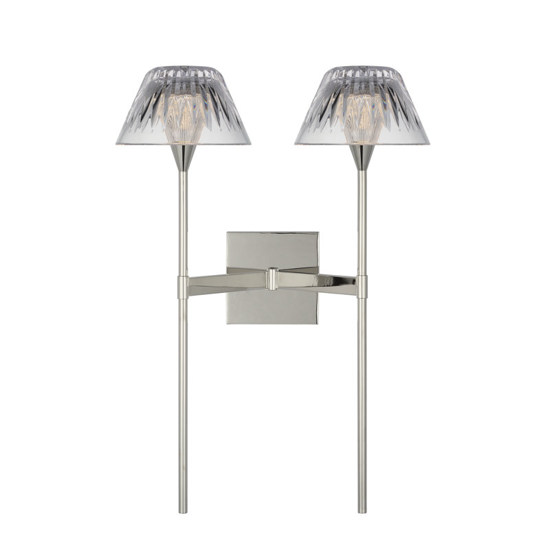 Waterford Blaze 19" 2 Light Tail Sconce with Clear Crystal, Polished Nickel