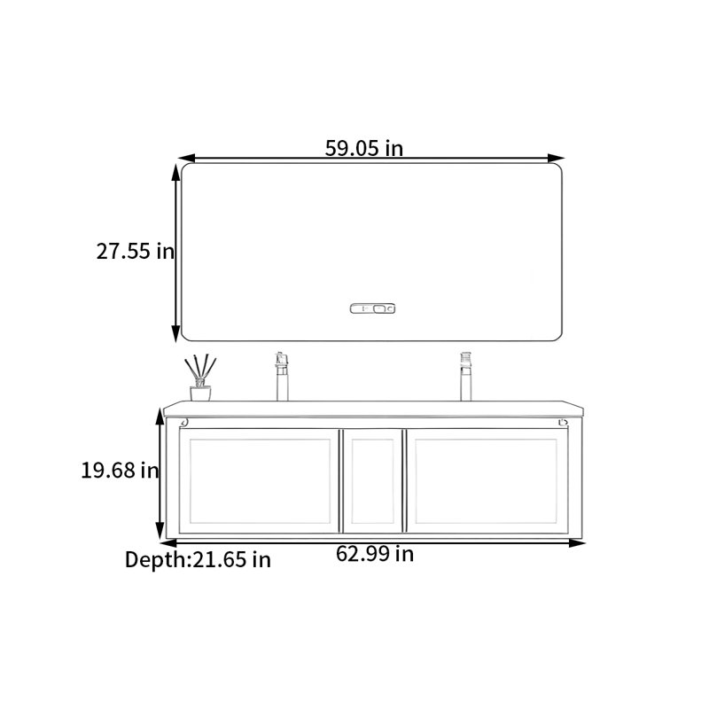 Moravian, 19.68'' H x 62.99'' W x 21.65'' D