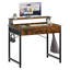 Petit bureau d'ordinateur de 31,4 po de largeur avec tiroirs, support pour écran et crochets-878453878