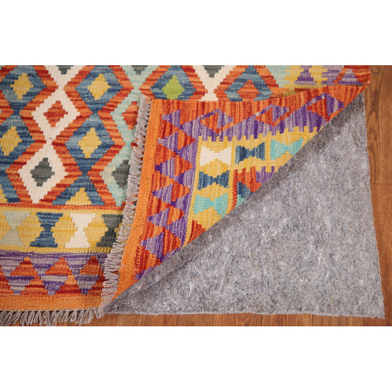 Geometric Kilim Reversible Wool Rug 4x6