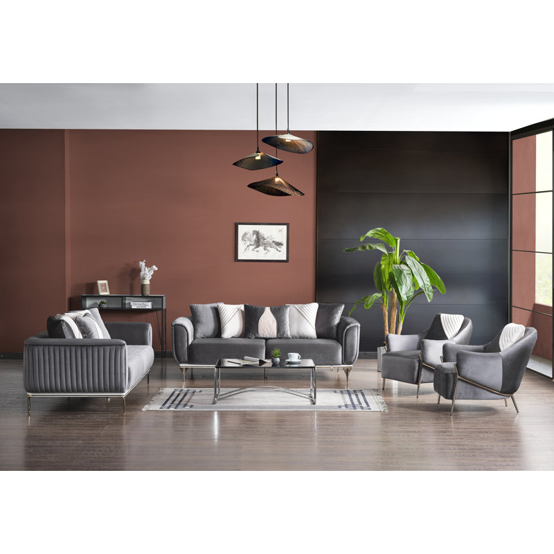 Peranza Loveseat And Accent  Chair , Dark Grey
