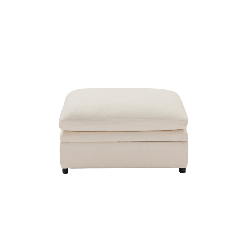 37.4" Wide Rectangle Standard Storage Ottoman, Beige