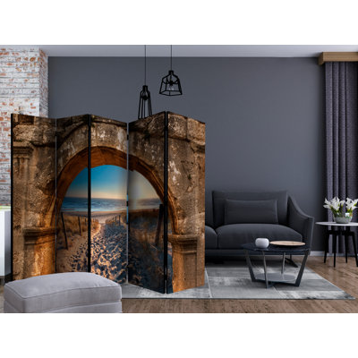 Gertz 225 cm W x 172 cm H 5 - Panel Solid Wood Folding Room Divider