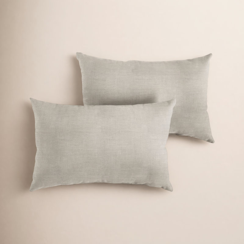 Easton Sunbrella Weather Resistant Lumbar Pillows (Set of 2), 14" x 24", Cast Silver