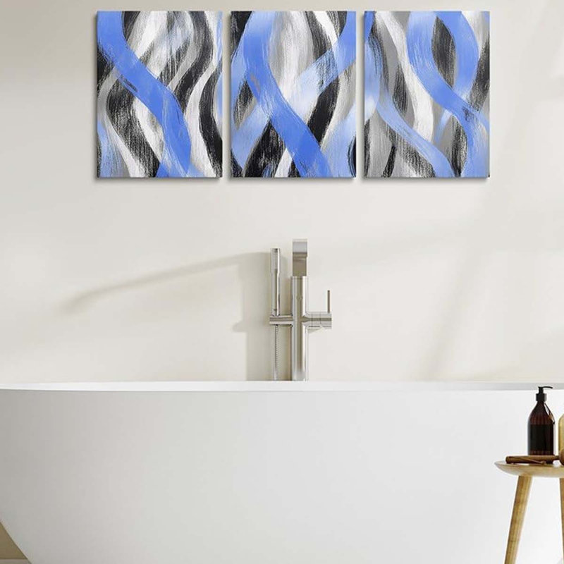 3 Piece Wrapped Canvas Print, Blue