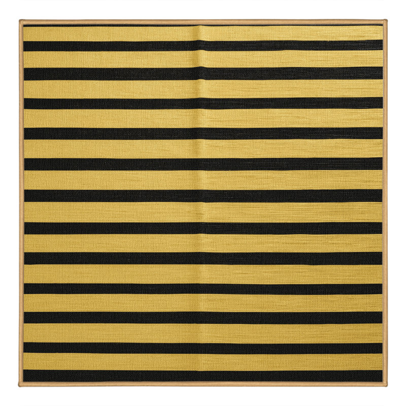 Tapis brun à rayures horizontales lavable à la machine, Carré 6 pi