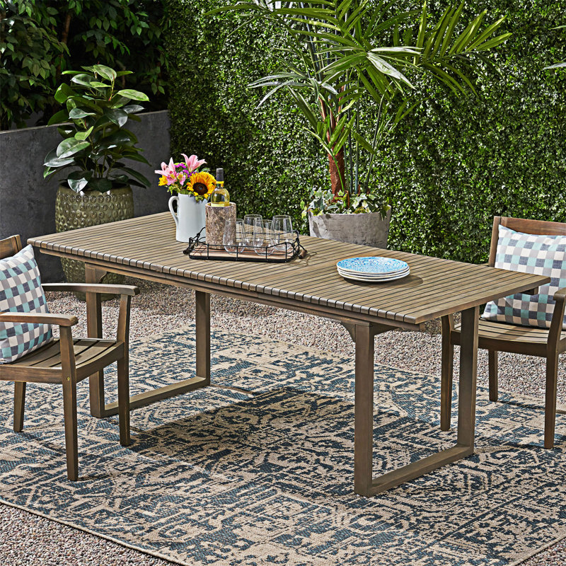Table de salle à manger d'extérieur en bois extensible