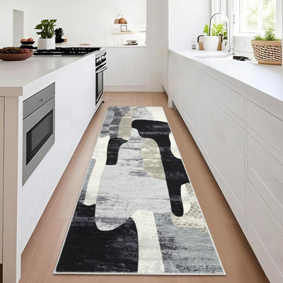 Rectangle Abstract Washable Area Rug
